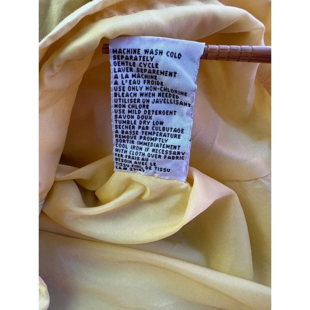 Talbots Raincoat Jacket L Yellow Hooded Full Zip Lined‎ Lightweight Preppy Chic